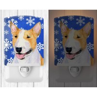 Carolines Treasures Ss4634Cnl Bull Terrier Winter Snowflakes Holiday Ceramic Night Light Compact Ulcertified Ideal For Bedro