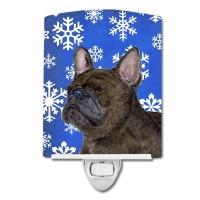 Carolines Treasures Ss4657Cnl French Bulldog Winter Snowflakes Holiday Ceramic Night Light Compact Ulcertified Ideal For Bed