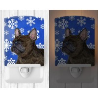 Carolines Treasures Ss4657Cnl French Bulldog Winter Snowflakes Holiday Ceramic Night Light Compact Ulcertified Ideal For Bed