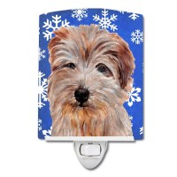 Carolines Treasures Sc9784Cnl Norfolk Terrier Winter Snowflakes Ceramic Night Light Compact Ulcertified Ideal For Bedroom B