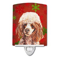 Carolines Treasures Sc9747Cnl Red Miniature Poodle Red Snowflakes Holiday Ceramic Night Light Compact Ulcertified Ideal For