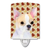 Carolines Treasures Ss4382Cnl Chihuahua Fall Leaves Portrait Ceramic Night Light Compact Ulcertified Ideal For Bedroom Bath