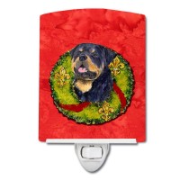 Carolines Treasures Ss4211Cnl Rottweiler Cristmas Wreath Ceramic Night Light Compact Ulcertified Ideal For Bedroom Bathroom