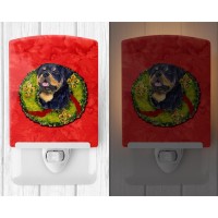 Carolines Treasures Ss4211Cnl Rottweiler Cristmas Wreath Ceramic Night Light Compact Ulcertified Ideal For Bedroom Bathroom