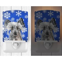 Carolines Treasures Sc9606Cnl Chinese Crested Winter Snowflakes Ceramic Night Light Compact Ulcertified Ideal For Bedroom B