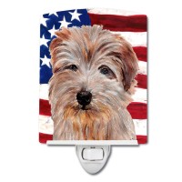 Carolines Treasures Sc9640Cnl Norfolk Terrier With American Flag Usa Ceramic Night Light Compact Ulcertified Ideal For Bedro