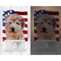 Carolines Treasures Sc9640Cnl Norfolk Terrier With American Flag Usa Ceramic Night Light Compact Ulcertified Ideal For Bedro