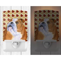 Carolines Treasures Ss4365Cnl Bulldog English Fall Leaves Portrait Ceramic Night Light Compact Ulcertified Ideal For Bedroom