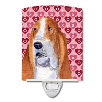 Carolines Treasures Ss4528Cnl Basset Hound Hearts Love And Valentines Day Portrait Ceramic Night Light Compact Ulcertified