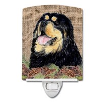 Carolines Treasures Ss4101Cnl Tibetan Mastiff On Faux Burlap With Pine Cones Ceramic Night Light Compact Ulcertified Ideal F