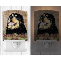 Carolines Treasures Ss4101Cnl Tibetan Mastiff On Faux Burlap With Pine Cones Ceramic Night Light Compact Ulcertified Ideal F