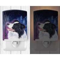 Carolines Treasures Ss8369Cnl Starry Night Border Collie Ceramic Night Light Compact Ulcertified Ideal For Bedroom Bathroom