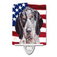 Carolines Treasures Sc9625Cnl Blue Tick Coonhound With American Flag Usa Ceramic Night Light Compact Ulcertified Ideal For B