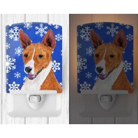 Carolines Treasures Sc9387Cnl Basenji Winter Snowflakes Holiday Ceramic Night Light Compact Ulcertified Ideal For Bedroom B