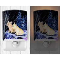 Carolines Treasures Ss8395Cnl Starry Night French Bulldog Ceramic Night Light Compact Ulcertified Ideal For Bedroom Bathroo