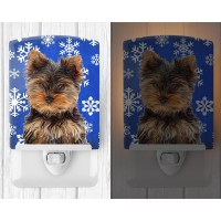 Carolines Treasures Kj1181Cnl Winter Snowflakes Holiday Yorkie Puppyyorkshire Terrier Ceramic Night Light Compact Ulcertifie