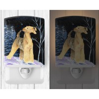 Carolines Treasures Ss8361Cnl Starry Night Airedale Ceramic Night Light Compact Ulcertified Ideal For Bedroom Bathroom Nur