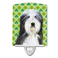 Carolines Treasures Ss4428Cnl Bearded Collie St Patricks Day Shamrock Portrait Ceramic Night Light Compact Ulcertified Ide