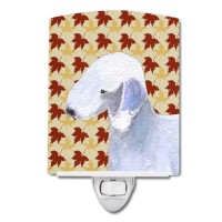 Carolines Treasures Ss4373Cnl Bedlington Terrier Fall Leaves Portrait Ceramic Night Light Compact Ulcertified Ideal For Bedr