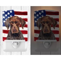 Carolines Treasures Sc9034Cnl Usa American Flag With German Shorthaired Pointer Ceramic Night Light Compact Ulcertified Idea