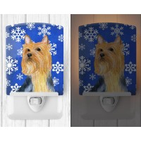 Carolines Treasures Lh9271Cnl Silky Terrier Winter Snowflakes Holiday Ceramic Night Light Compact Ulcertified Ideal For Bedr