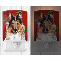 Carolines Treasures Sc9742Cnl Collie Red Snowflakes Holiday Ceramic Night Light Compact Ulcertified Ideal For Bedroom Bathr