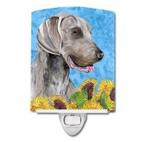 Carolines Treasures Sc9080Cnl Weimaraner In Summer Flowers Ceramic Night Light Compact Ulcertified Ideal For Bedroom Bathro