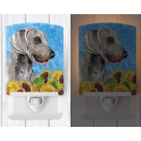 Carolines Treasures Sc9080Cnl Weimaraner In Summer Flowers Ceramic Night Light Compact Ulcertified Ideal For Bedroom Bathro