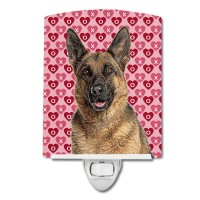 Carolines Treasures Kj1194Cnl Hearts Love And Valentines Day German Shepherd Ceramic Night Light Compact Ulcertified Ideal