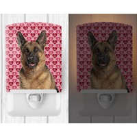 Carolines Treasures Kj1194Cnl Hearts Love And Valentines Day German Shepherd Ceramic Night Light Compact Ulcertified Ideal