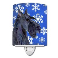 Carolines Treasures Ss4667Cnl Scottish Terrier Winter Snowflakes Holiday Ceramic Night Light Compact Ulcertified Ideal For B