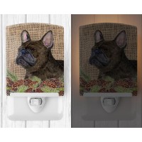 Carolines Treasures Ss4063Cnl French Bulldog On Faux Burlap With Pine Cones Ceramic Night Light Compact Ulcertified Ideal Fo