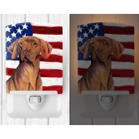 Carolines Treasures Sc9022Cnl Usa American Flag With Vizsla Ceramic Night Light Compact Ulcertified Ideal For Bedroom Bathr