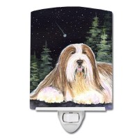 Carolines Treasures Ss8529Cnl Starry Night Bearded Collie Ceramic Night Light Compact Ulcertified Ideal For Bedroom Bathroo