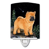 Carolines Treasures Ss8488Cnl Starry Night Chow Chow Ceramic Night Light Compact Ulcertified Ideal For Bedroom Bathroom Nu