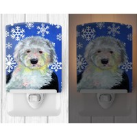 Carolines Treasures Lh9306Cnl Old English Sheepdog Winter Snowflakes Holiday Ceramic Night Light Compact Ulcertified Ideal F