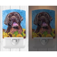 Carolines Treasures Sc9074Cnl Labrador In Summer Flowers Ceramic Night Light Compact Ulcertified Ideal For Bedroom Bathroom