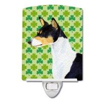 Carolines Treasures Ss4445Cnl Basenji St Patricks Day Shamrock Portrait Ceramic Night Light Compact Ulcertified Ideal For