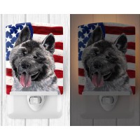 Carolines Treasures Sc9487Cnl Akita Usa Patriotic American Flag Ceramic Night Light Compact Ulcertified Ideal For Bedroom B