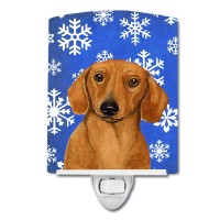 Carolines Treasures Lh9267Cnl Dachshund Winter Snowflakes Holiday Ceramic Night Light Compact Ulcertified Ideal For Bedroom