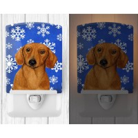 Carolines Treasures Lh9267Cnl Dachshund Winter Snowflakes Holiday Ceramic Night Light Compact Ulcertified Ideal For Bedroom