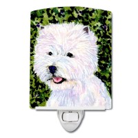 Carolines Treasures Ss8818Cnl Westie Ceramic Night Light Compact Ulcertified Ideal For Bedroom Bathroom Nursery Hallway