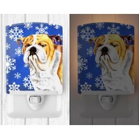 Carolines Treasures Sc9374Cnl Bulldog English Winter Snowflakes Holiday Ceramic Night Light Compact Ulcertified Ideal For Be