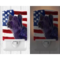 Carolines Treasures Ss4219Cnl Usa American Flag With Skye Terrier Ceramic Night Light Compact Ulcertified Ideal For Bedroom