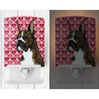 Carolines Treasures Ss4508Cnl Boxer Hearts Love And Valentines Day Portrait Ceramic Night Light Compact Ulcertified Ideal F