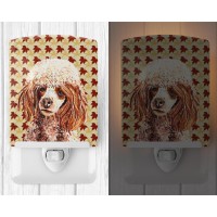 Carolines Treasures Sc9675Cnl Red Miniature Poodle Fall Leaves Ceramic Night Light Compact Ulcertified Ideal For Bedroom Ba