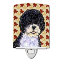 Carolines Treasures Ss4366Cnl Portuguese Water Dog Fall Leaves Portrait Ceramic Night Light Compact Ulcertified Ideal For Be