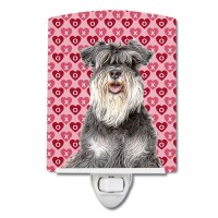 Carolines Treasures Kj1192Cnl Hearts Love And Valentines Day Schnauzer Ceramic Night Light Compact Ulcertified Ideal For Be