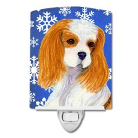 Carolines Treasures Ss4665Cnl Cavalier Spaniel Winter Snowflakes Holiday Ceramic Night Light Compact Ulcertified Ideal For B