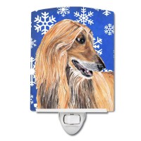 Carolines Treasures Sc9499Cnl Afghan Hound Winter Snowflakes Holiday Ceramic Night Light Compact Ulcertified Ideal For Bedro